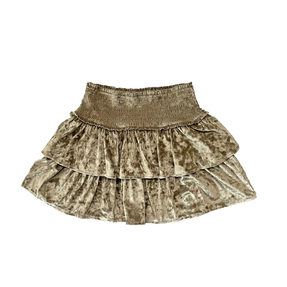 Aerie  Velvet Smocked Tiered‎ Pull On Mini Skirt Size M Fairy Whimsigoth